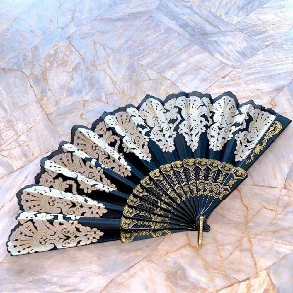 Spain Embroidery Fan Plastic Folding Fan Party Dance Foldable Hand Fan Costume